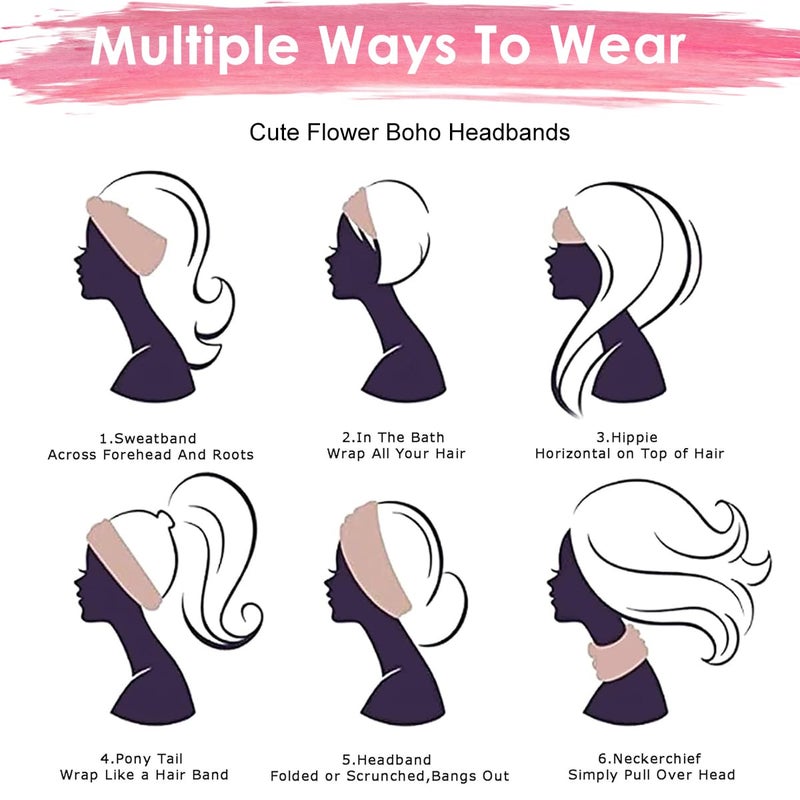 May Create MAYCREATE® 2Pcs Head Bands for Women, Wide Hair Bands for Womens, Stretchy Pre-tied Sport Hair Band, Fashion Sweat Headband for Women, Moisture-wicking Polyester, Quick Dry Headwear (Pink & Orange) - Image 5