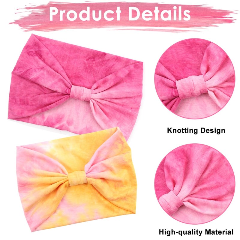 May Create MAYCREATE® 2Pcs Head Bands for Women, Wide Hair Bands for Womens, Stretchy Pre-tied Sport Hair Band, Fashion Sweat Headband for Women, Moisture-wicking Polyester, Quick Dry Headwear (Pink & Orange) - Image 3