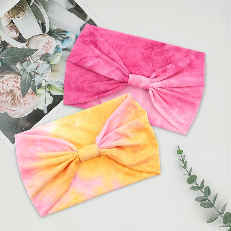 May Create MAYCREATE® 2Pcs Head Bands for Women, Wide Hair Bands for Womens, Stretchy Pre-tied Sport Hair Band, Fashion Sweat Headband for Women, Moisture-wicking Polyester, Quick Dry Headwear (Pink & Orange) - Image 4