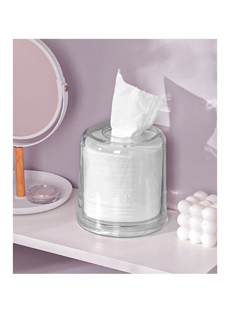 ADAK Modern Acrylic Round Tissue Box Cover, Transparent, Resin and Plastic Construction| Anti-dust Face Towel Storage Box (Size : 13.5cm*13.5cm*14cm) (3 Pcs) - Image 5
