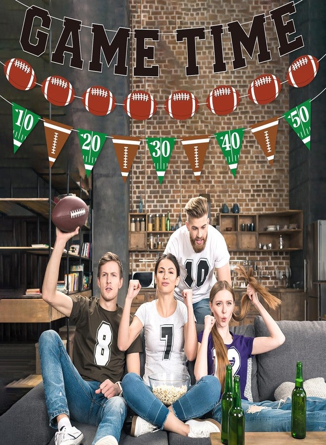 Sereliy Football Banner Garland, Game Time Football Party Banner for Birthday Party Decorations, Football’s Triangle Banners Flags for Bowl Game Indoor Decor (Football) - Image 3