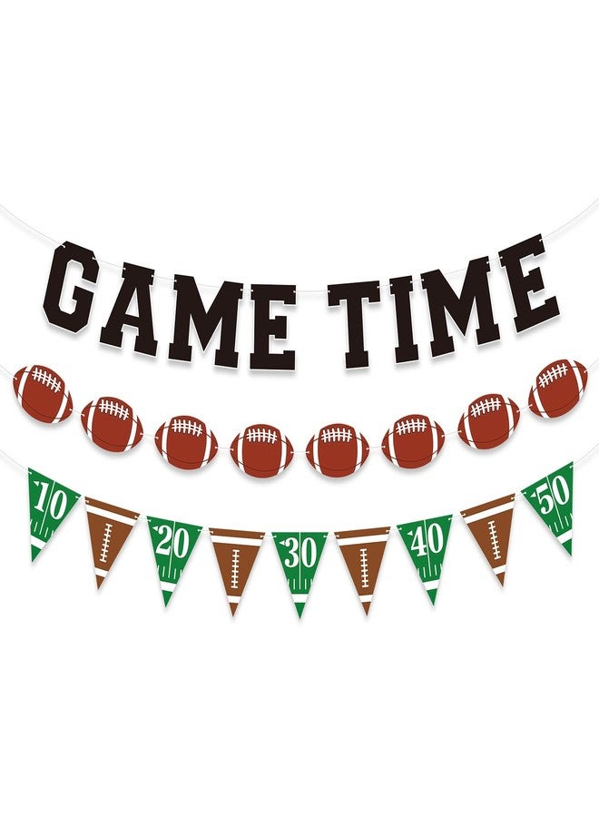 Sereliy Football Banner Garland, Game Time Football Party Banner for Birthday Party Decorations, Football’s Triangle Banners Flags for Bowl Game Indoor Decor (Football) - Image 1
