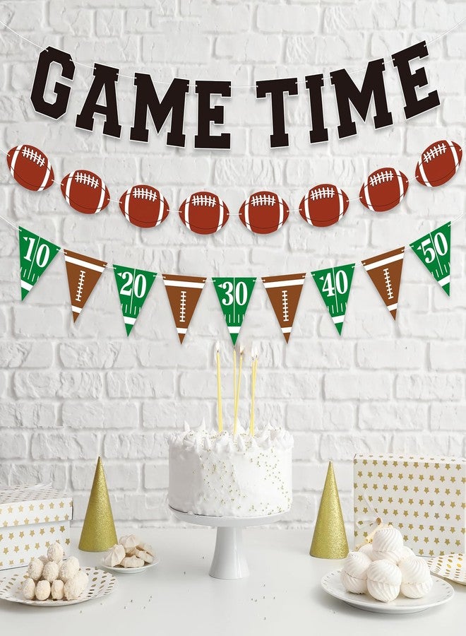 Sereliy Football Banner Garland, Game Time Football Party Banner for Birthday Party Decorations, Football’s Triangle Banners Flags for Bowl Game Indoor Decor (Football) - Image 4