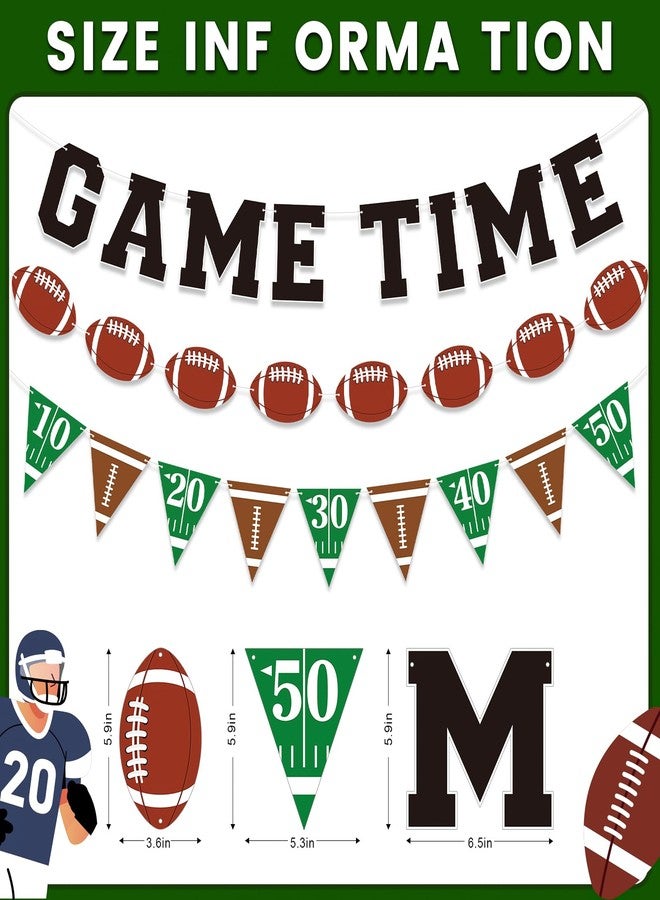 Sereliy Football Banner Garland, Game Time Football Party Banner for Birthday Party Decorations, Football’s Triangle Banners Flags for Bowl Game Indoor Decor (Football) - Image 2