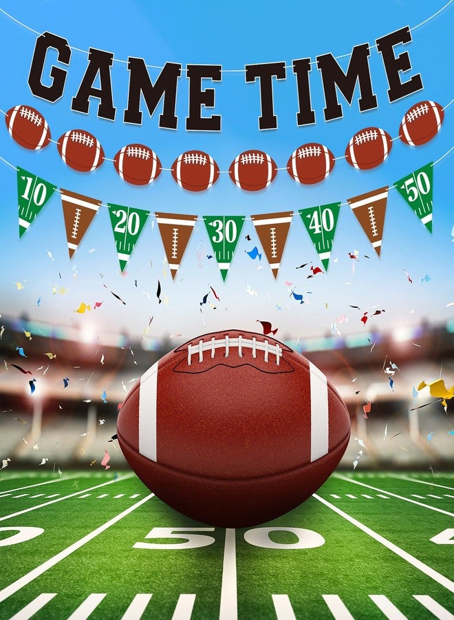 Sereliy Football Banner Garland, Game Time Football Party Banner for Birthday Party Decorations, Football’s Triangle Banners Flags for Bowl Game Indoor Decor (Football) - Image 5
