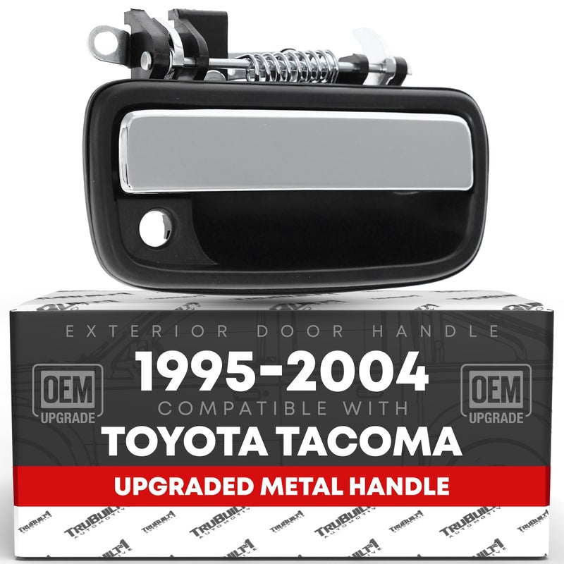 T1A Exterior Rear Driver Door Handle Upgraded Metal Handle with Plastic Housing Compatible with 19952004 Toyota Tacoma Chrome Handle Black Housing OEM 6924035070 - Image 2