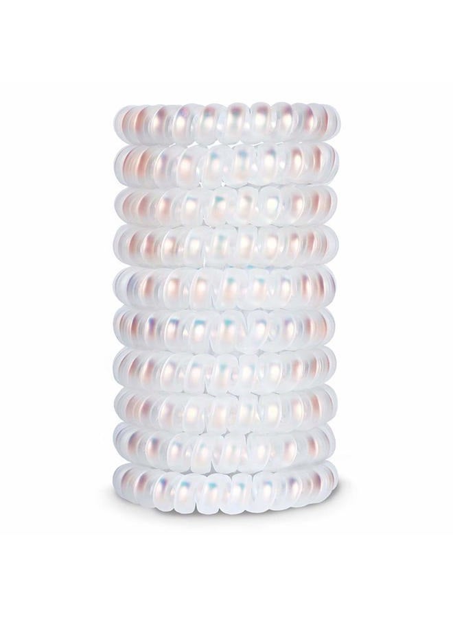SIADEE 10 Piece Spiral Hair Ties For Thick Hair, Coil Elastics, Multicolor No Crease Coils, Telephone Cord Plastic Ties For Women And Girls (Shining Matte Mermaid Color) - Image 1