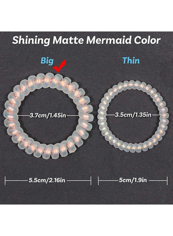SIADEE 10 Piece Spiral Hair Ties For Thick Hair, Coil Elastics, Multicolor No Crease Coils, Telephone Cord Plastic Ties For Women And Girls (Shining Matte Mermaid Color) - Image 4