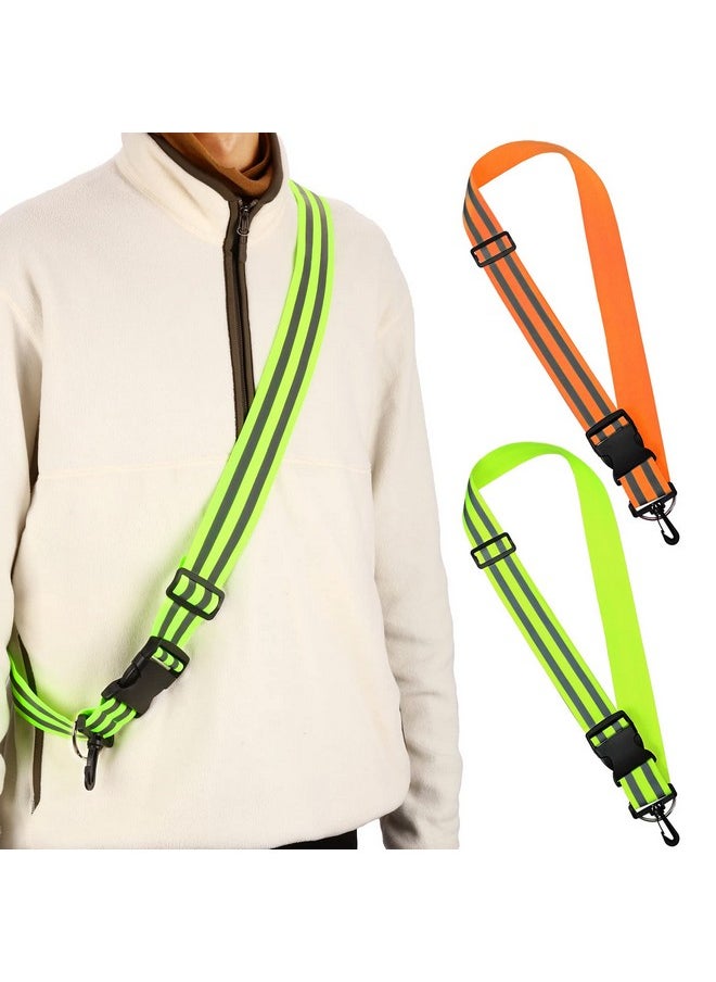Saintrygo Reflective Sash Reflective Running Gear High Visibility Safety Reflective Sash Reflective Jacket Adjustable Reflective Sash For Walking Cycling At Night (Fluorescent Green Orange 2 Pieces)  - Image 1