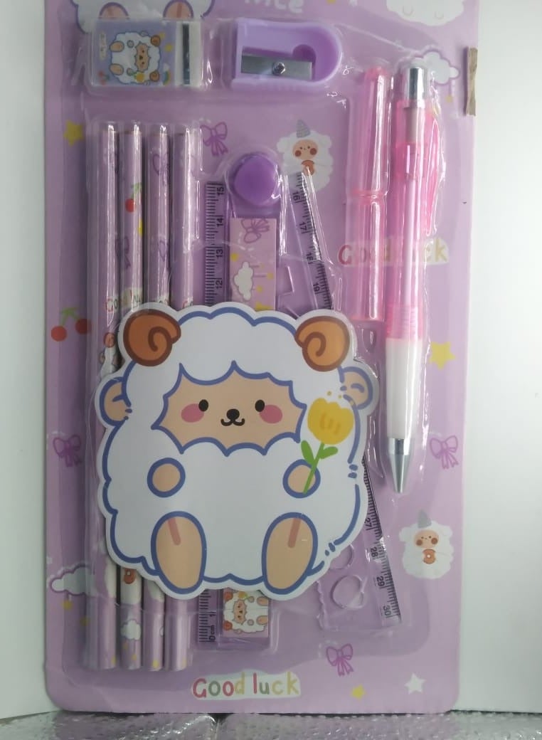 Generic A Set Consisting Of 5 Pens, A Eraser, A Sharpener And A Ruler 