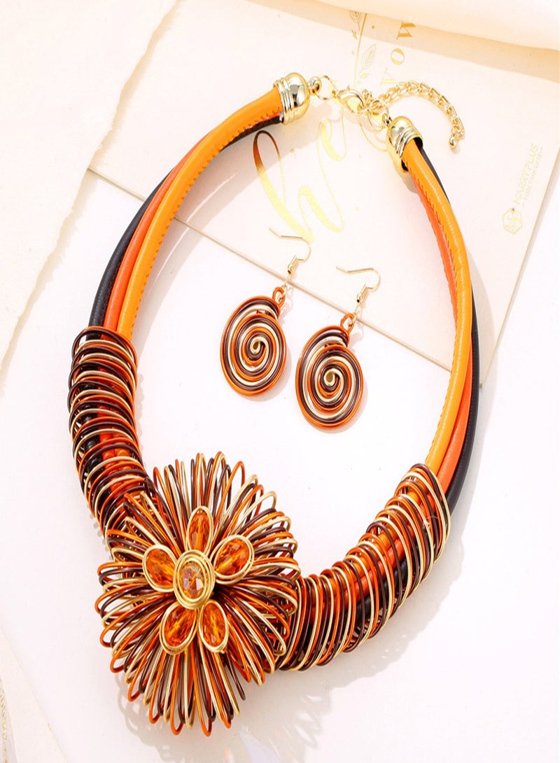 Necklaces Earrings Set for Women,Unique Colorful Collar Necklace Costume Jewelry Handmade  - Image 5