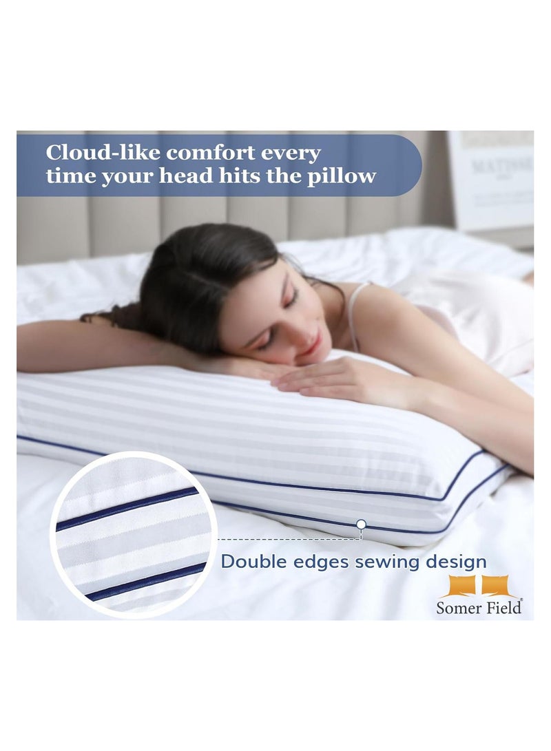 Somerfield Somer Field - Bed Pillows for Sleeping Queen Size Set of 2 - Down Alternative Filling Pillow, Cooling Soft Hotel Quality Pillow for Back, Stomach or Side Sleepers, Full Size-20x30 Inch - Image 4