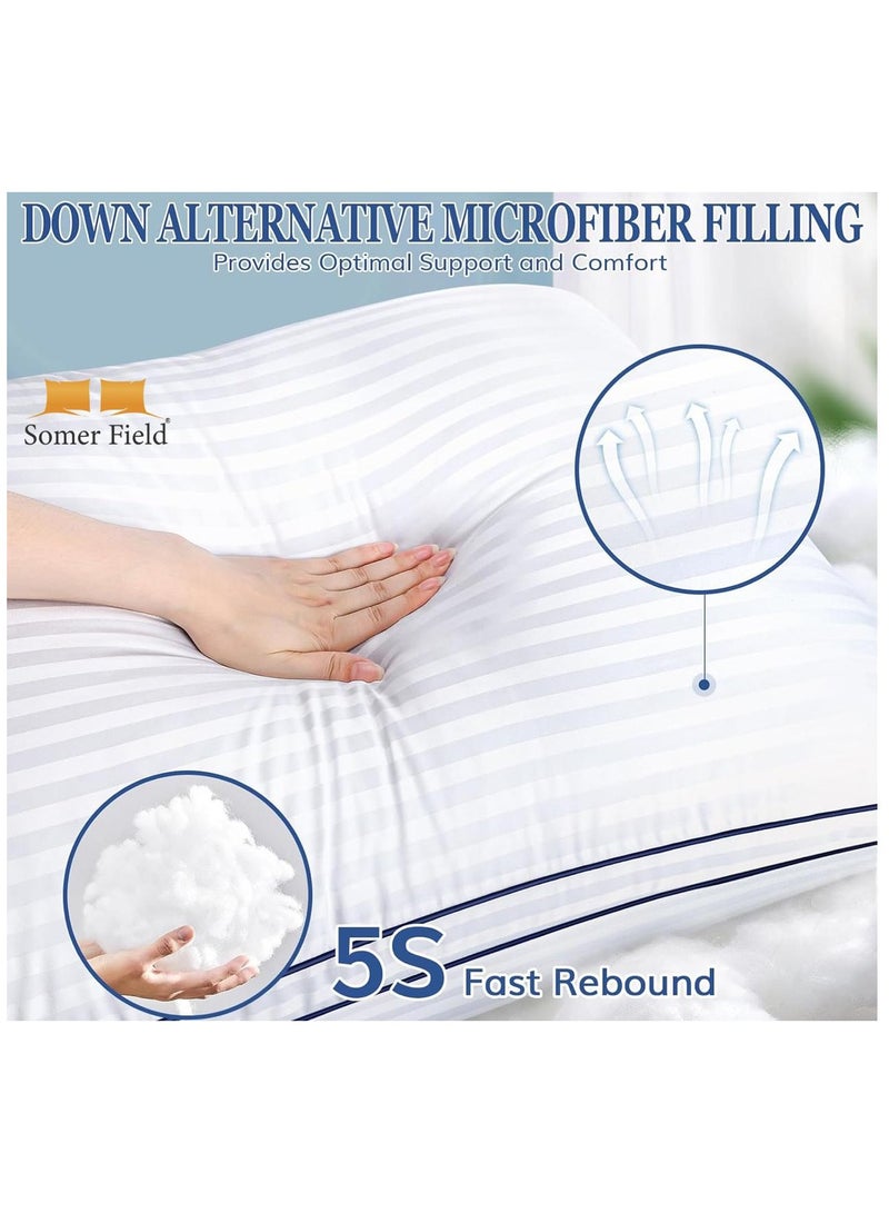 Somerfield Somer Field - Bed Pillows for Sleeping Queen Size Set of 2 - Down Alternative Filling Pillow, Cooling Soft Hotel Quality Pillow for Back, Stomach or Side Sleepers, Full Size-20x30 Inch - Image 2