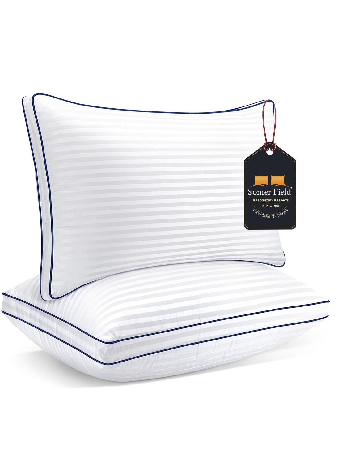 Somerfield Somer Field - Bed Pillows for Sleeping Queen Size Set of 2 - Down Alternative Filling Pillow, Cooling Soft Hotel Quality Pillow for Back, Stomach or Side Sleepers, Full Size-20x30 Inch 