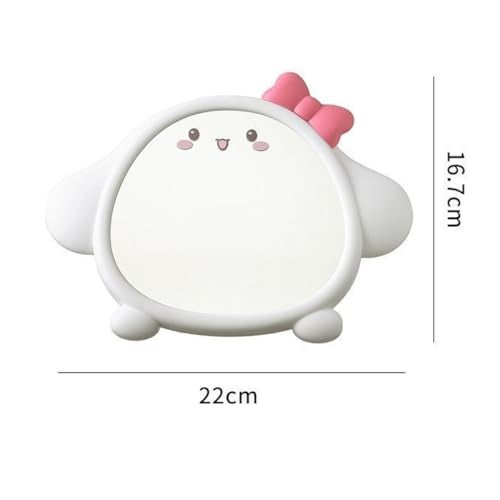 Spooky Cute Makeup Mirror Cartoon Puppy Mirror for Desk, Desktop Mirror with Stand for Girls, Kids, Hanging Vanity Makeup Mirror for Bedroom, Bathroom, Office, Dressing Room (B-Pink) - Image 2
