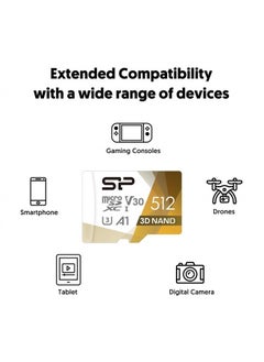SP Silicon Power Silicon Power 512GB Micro SD Card U3 SDXC microsdxc High Speed MicroSD Memory Card with Adapter for Nintendo-Switch, Steam Deck, DJI Pocket 2 and Drone  - Image 2