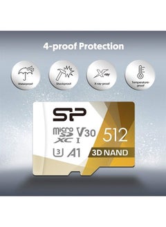 SP Silicon Power Silicon Power 512GB Micro SD Card U3 SDXC microsdxc High Speed MicroSD Memory Card with Adapter for Nintendo-Switch, Steam Deck, DJI Pocket 2 and Drone  - Image 1