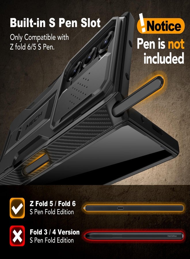 تونجيت جراب TONGATE لهاتف Z Fold 6، [مع فتحة لقلم S Pen وحماية للمفصلة] [واقي شاشة زجاجي للخصوصية] جراب كامل مقاوم للصدمات بتصميم عسكري لهاتف Samsung Galaxy Z Fold 6 مع مسند ومشابك حزام، أسود - Image 4
