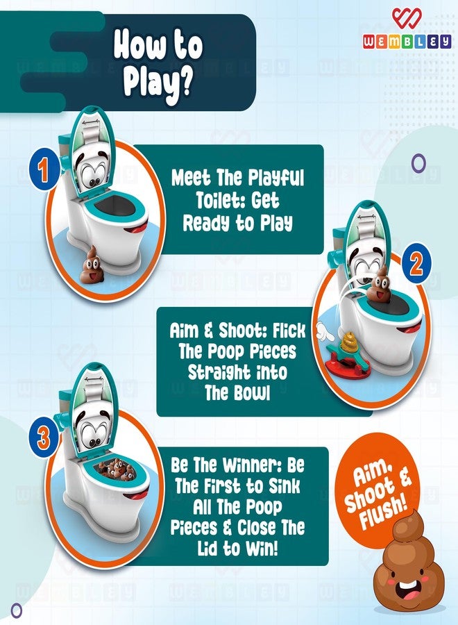 Wembley Shooting Indoor Game | Fun Family Shooting Activity | Shoot The Poop Toilet Toy with 2 Launchers | Kids Family Board Game | 12 Soft Poop Pieces | Family Game Set for Kids of 4-10 and Adults - Image 4
