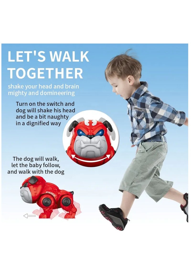 Pitbull Robot Dog Toy with Light and Sound Effects - Red, Size 20x16x14 cm