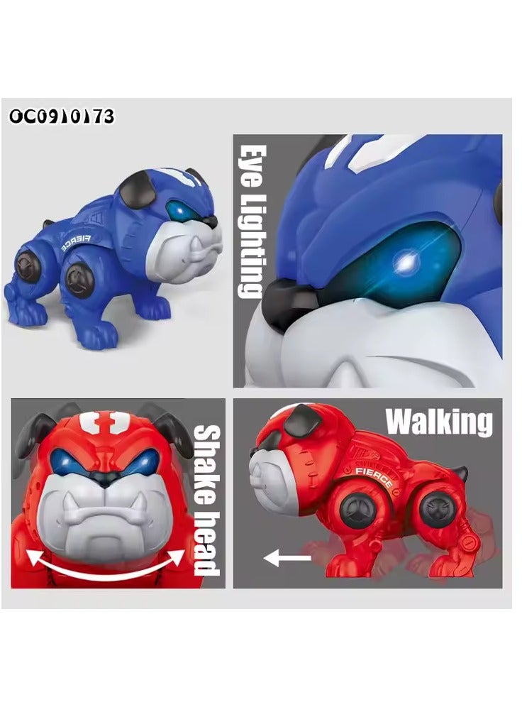 Pitbull Robot Dog Toy with Light and Sound Effects - Red, Size 20x16x14 cm