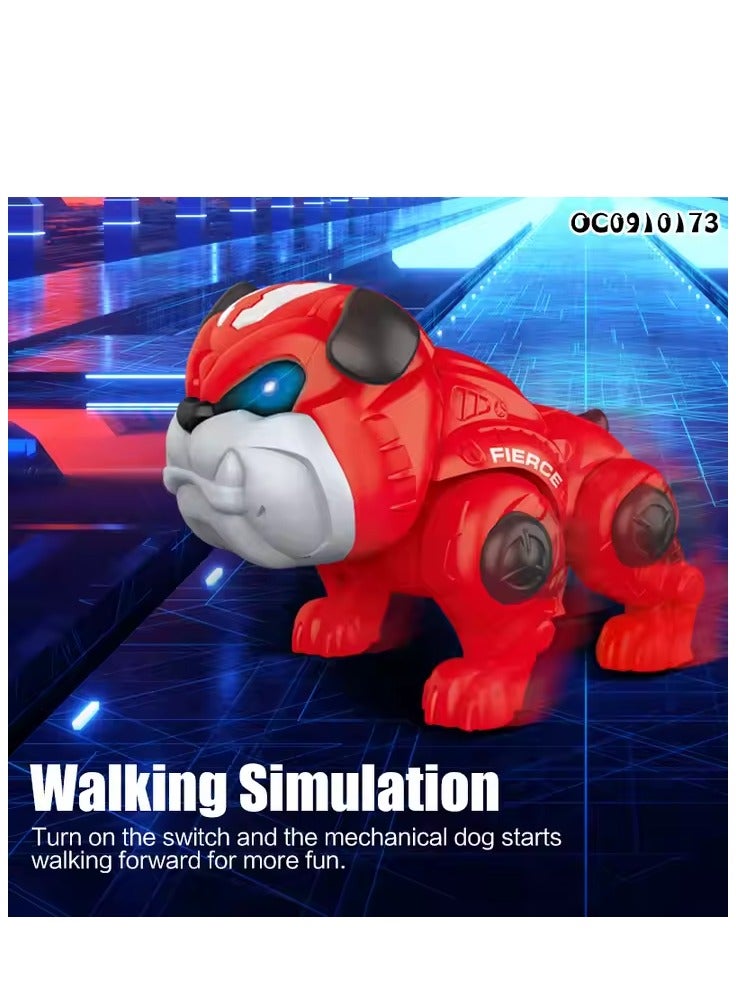 Pitbull Robot Dog Toy with Light and Sound Effects - Red, Size 20x16x14 cm