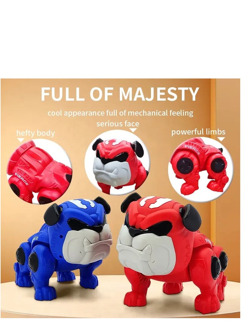 Pitbull Robot Dog Toy with Light and Sound Effects - Red, Size 20x16x14 cm