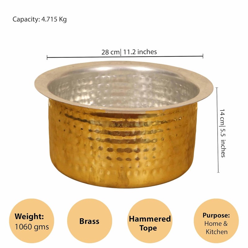 Putrika Brass Utensil Hammered Vadi Chatti with TIN coatingTopeKitchenWarecookwareBrass PathiramPatilasTapeliPeetalSarva SattiBhagoni SetHammered Vadi Chatti Size 9 - Image 5