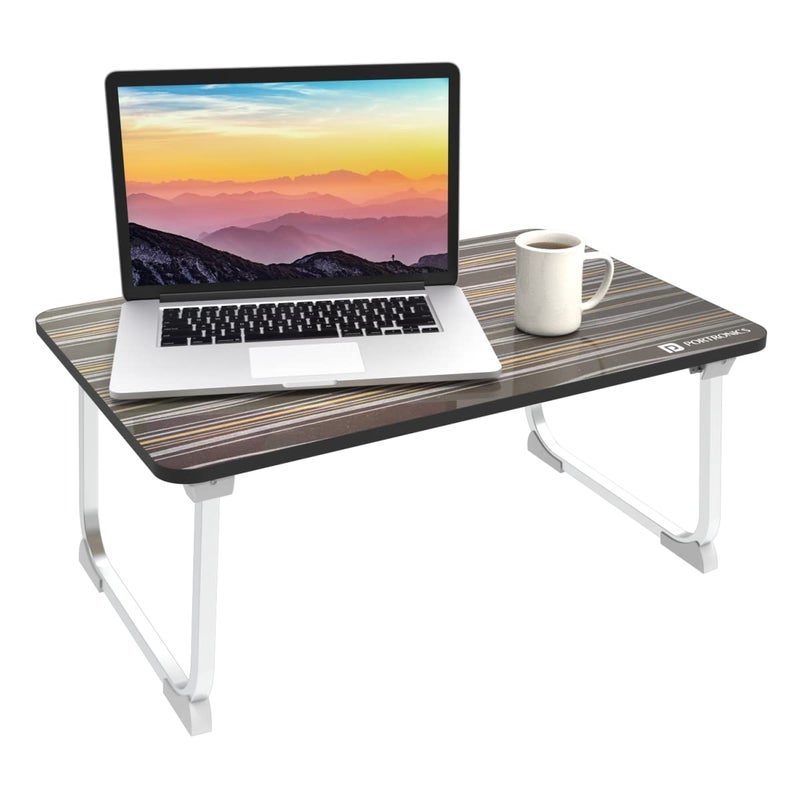Portronics Portronics My Buddy J PortableFoldable Laptop Table with Laminated MDF Board Aluminium Legs AntiSkid Grip Supports Upto 17 inch LaptopBlack - Image 1
