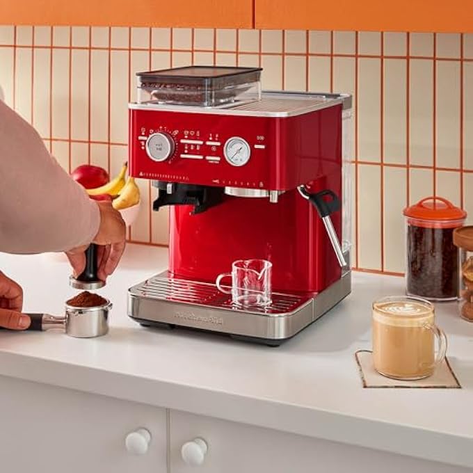 KitchenAid Espresso Collection Semi Automatic Espresso Machine With Burr Grinder  5Kes6551Bca Candy Apple - Image 1
