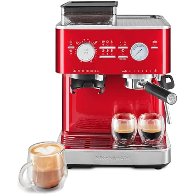 KitchenAid Espresso Collection Semi Automatic Espresso Machine With Burr Grinder  5Kes6551Bca Candy Apple - Image 2