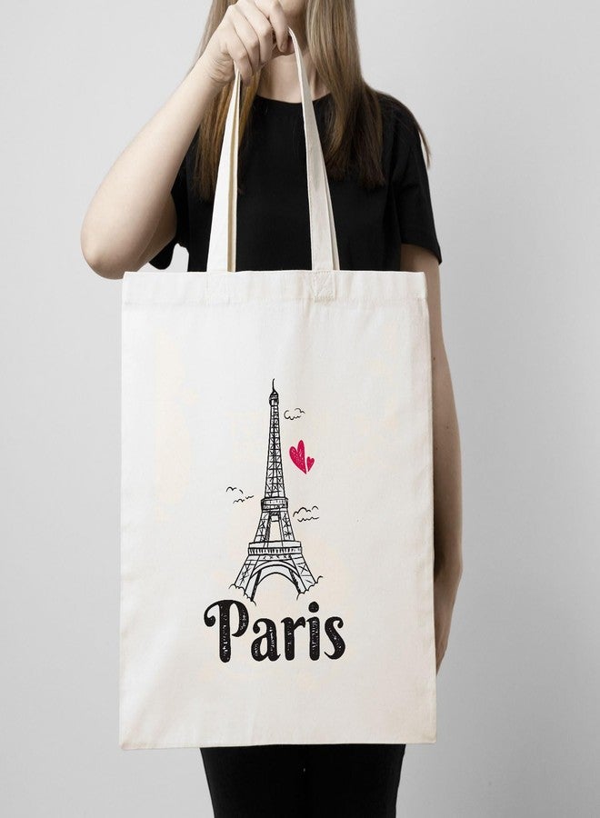 ARTBUG Tote Bag for Women with zip, Aesthetic Canvas tote bag for college girls, office, stylish and reusable - Paris - D No - 104 - Image 3