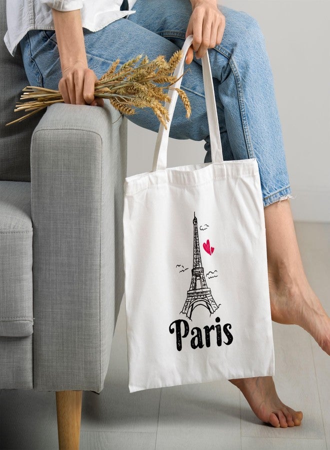 ARTBUG Tote Bag for Women with zip, Aesthetic Canvas tote bag for college girls, office, stylish and reusable - Paris - D No - 104 - Image 2