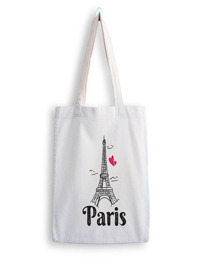 ARTBUG Tote Bag for Women with zip, Aesthetic Canvas tote bag for college girls, office, stylish and reusable - Paris - D No - 104 - Image 1