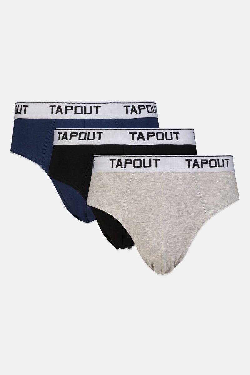 TapouT Men 3 Pieces Comfort Fit Brand Logo Briefs, Multicolor - Image 1