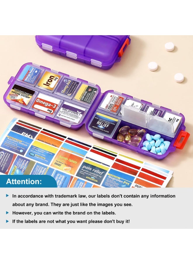 HOMESTAR 10-Compartment Folding Pill Organizer With Stickers, Travel Portable Waterproof Medicine Box, Small Storage Case For Jewelry, Pills, Screws & DIY Accessories, Purple (9.5x6.4x2.5 cm) - Image 2