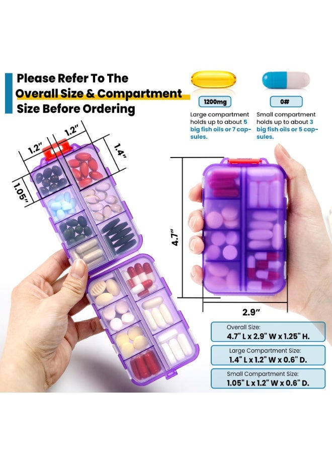 HOMESTAR 10-Compartment Folding Pill Organizer With Stickers, Travel Portable Waterproof Medicine Box, Small Storage Case For Jewelry, Pills, Screws & DIY Accessories, Purple (9.5x6.4x2.5 cm) - Image 3