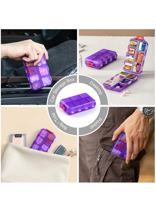 HOMESTAR 10-Compartment Folding Pill Organizer With Stickers, Travel Portable Waterproof Medicine Box, Small Storage Case For Jewelry, Pills, Screws & DIY Accessories, Purple (9.5x6.4x2.5 cm) - Image 4