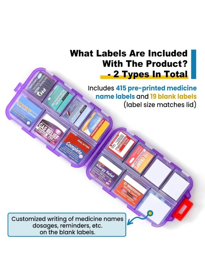 HOMESTAR 10-Compartment Folding Pill Organizer With Stickers, Travel Portable Waterproof Medicine Box, Small Storage Case For Jewelry, Pills, Screws & DIY Accessories, Purple (9.5x6.4x2.5 cm) - Image 1