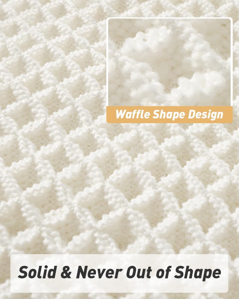 AMOAMI Upgraded Waffle Bath Mat, Super Absorbent Non Slip Bath Mats for Bathroom Floor, Machine Washable Boho Bathroom Rugs with Tassels, Rubber Backed Bathroom Mats, Ultra Soft, 18" x 30" - Image 5
