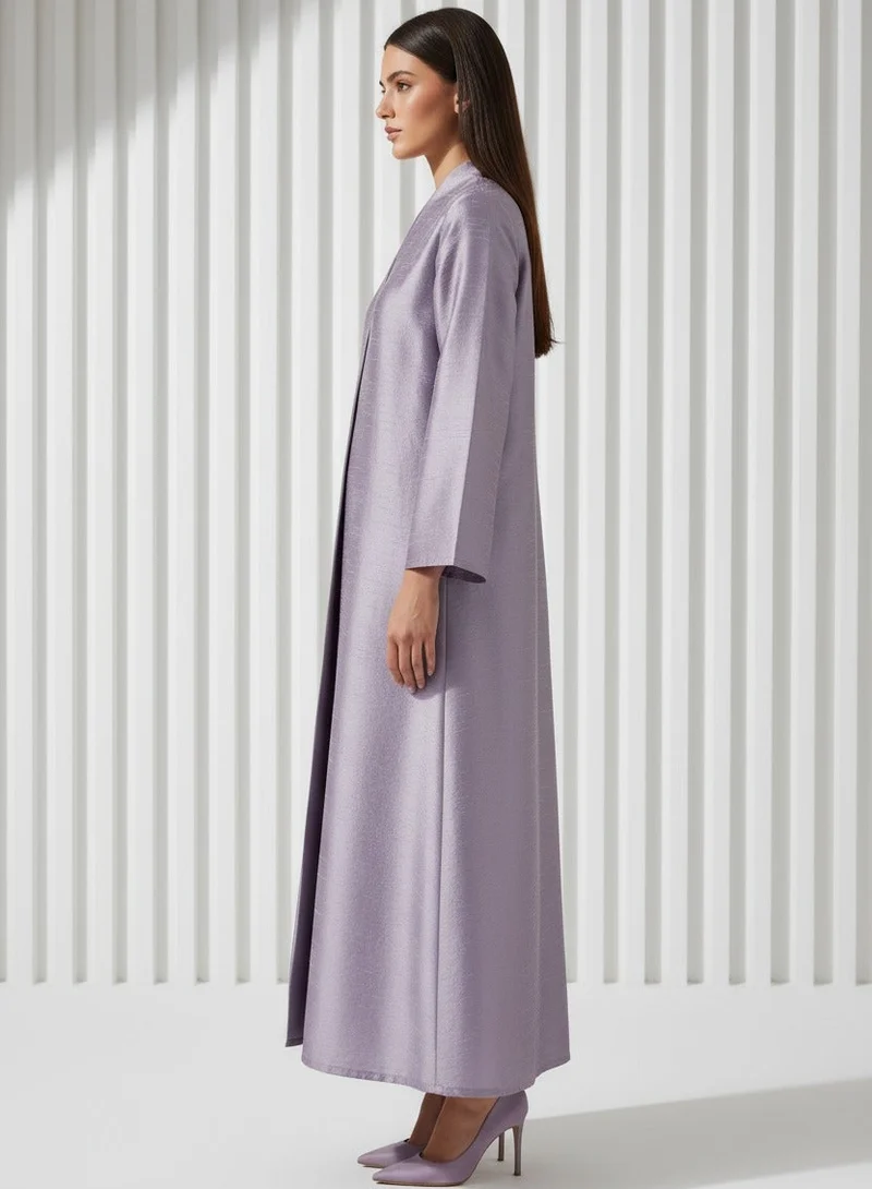 مويستريت Metallic Lavendar Raw Silk A-Line Abaya