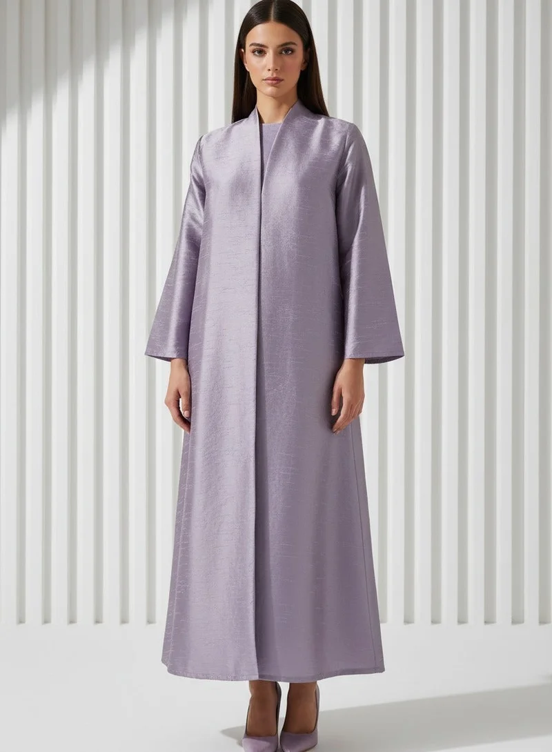 مويستريت Metallic Lavendar Raw Silk A-Line Abaya