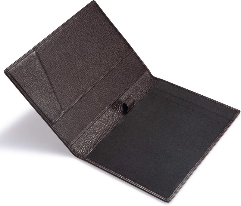 HISCOW Leather Junior Padfolio for Men & Women with Pen Loop, Italian Calfskin, Business Portfolio Notebook Folder (Pebbled Coffee) - Image 3