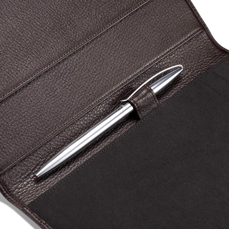 HISCOW Leather Junior Padfolio for Men & Women with Pen Loop, Italian Calfskin, Business Portfolio Notebook Folder (Pebbled Coffee) - Image 4