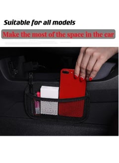 Generic 1Pcs Car Pu Leather Net Bag Purse Holder Stand Pocket Organizer Pouch Car Holder for Mobile Phones Car Storage Net Pocket Car Sticky Storage Bag Car Net Bag Car-Mounted Storage Bag  - Image 2