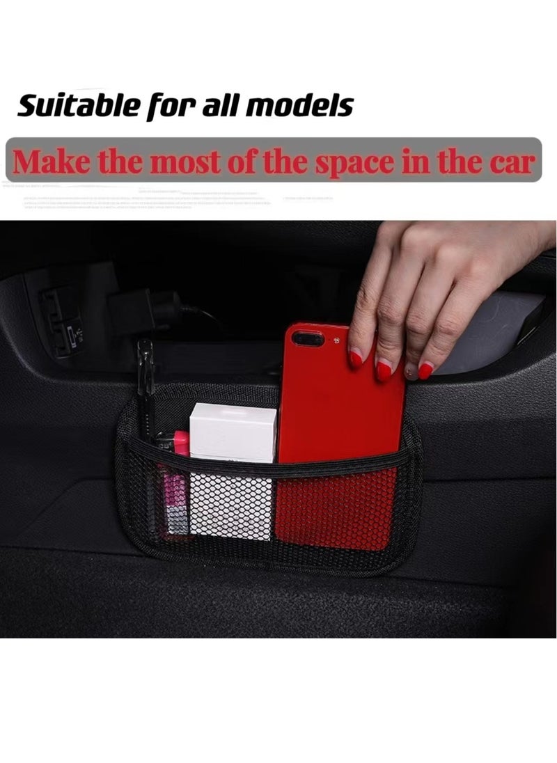 Generic 1Pcs Car Pu Leather Net Bag Purse Holder Stand Pocket Organizer Pouch Car Holder for Mobile Phones Car Storage Net Pocket Car Sticky Storage Bag Car Net Bag Car-Mounted Storage Bag  - Image 2