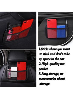 Generic 1Pcs Car Pu Leather Net Bag Purse Holder Stand Pocket Organizer Pouch Car Holder for Mobile Phones Car Storage Net Pocket Car Sticky Storage Bag Car Net Bag Car-Mounted Storage Bag  - Image 3