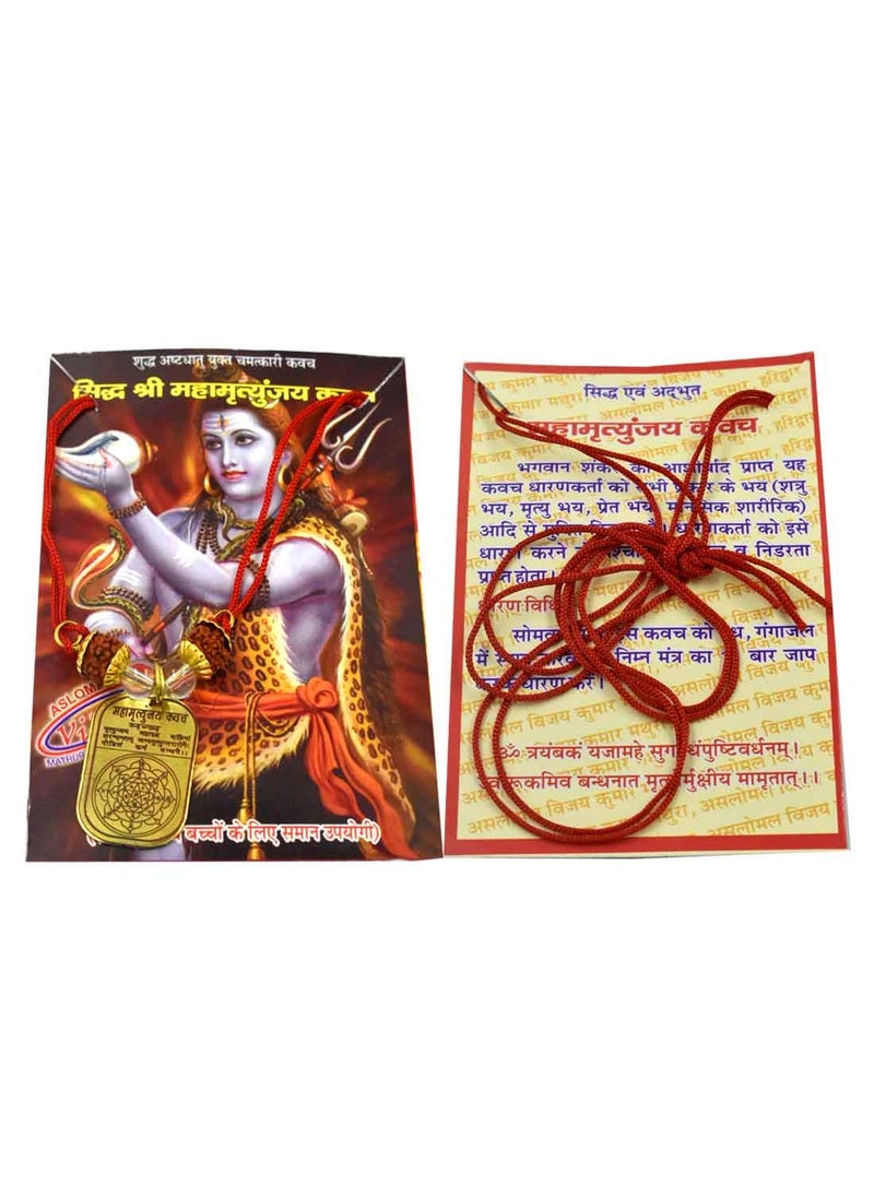 faynci faynci Maha Mrityunjaya KavachYantra for for Health Wealth Protection Prosperity and Success Brass Gold  - Image 3
