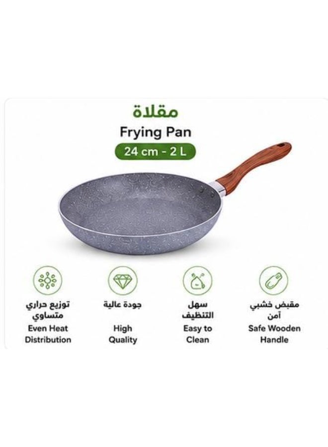طقم أواني طهي جرانيت 8 قطع مع أغطية وأدوات مطبخ | قدور ومقلاة غير لاصقة | مقاوم للحرارة | مناسب لمواقد الحث | مقابض خشبية - Image 4