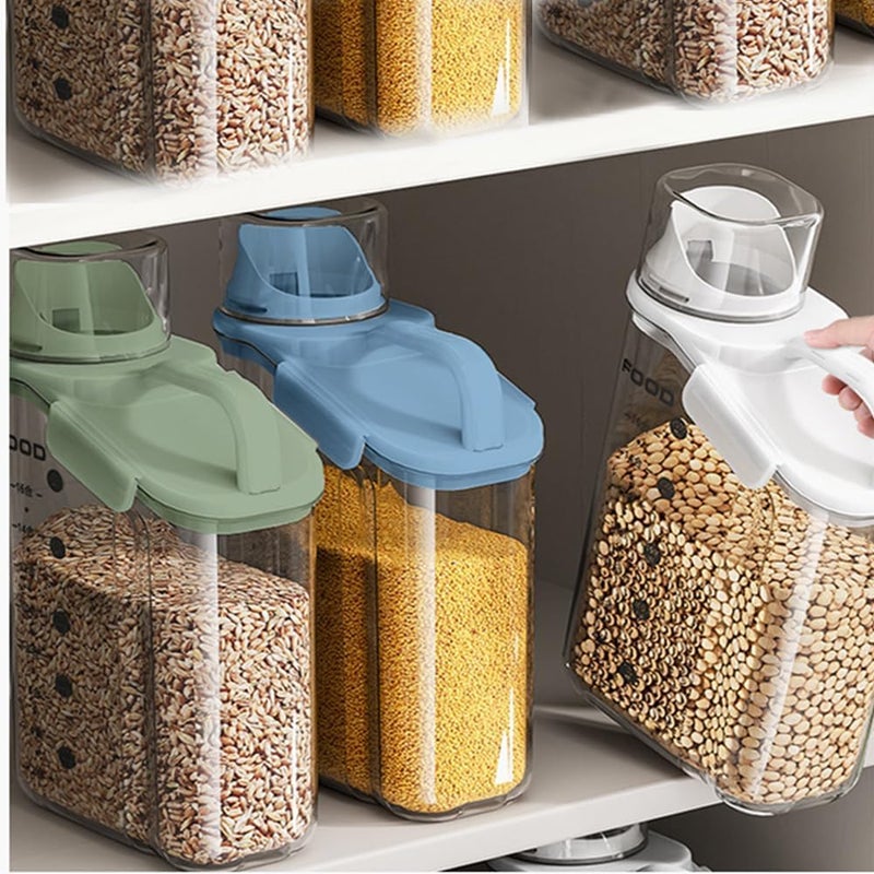 GLITZEN Cereal Containers Storage 2L Airtight Large Dry Food Storage Containers with Pouring Spout Measuring Cup for Flour and Grain BPA Free Dispenser Plastic Bin Multicolour PACK OF 3 - Image 1